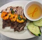Best C8. Char-Grilled Beef, Chicken & Shrimp Steam Rice Platter in Galveston, TX